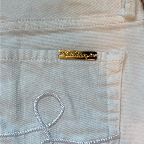 Lilly Pulitzer South Ocean crop flare pant with Lapis Geo Border Embroidery - Picture 8 of 11